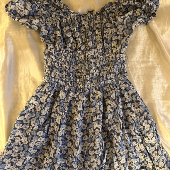 Hollister Blue and White Smocked Off-Shoulder romper/dress - Picture 1 of 3